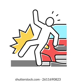 machine hit man accident color icon vector. machine hit man accident sign. isolated symbol illustration