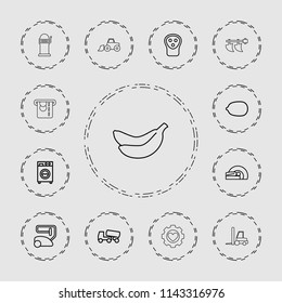 Machine icon. collection of 13 machine outline icons such as electric razor, lemon, vacuum cleaner, concrete mixer, mri, tractor. editable machine icons for web and mobile.
