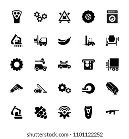 Machine icon. collection of 25 machine filled icons such as gear, electric razor, banana, grape, excavator, forklift, cargo height. editable machine icons for web and mobile.
