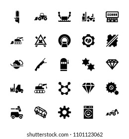 Machine icon. collection of 25 machine filled icons such as diamond, lottery, electric saw, forklift, chainsaw, heart in gear. editable machine icons for web and mobile.