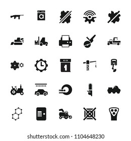 Machine icon. collection of 25 machine filled icons such as tractor, no wash, car wash, printer, construction crane, excavator. editable machine icons for web and mobile.
