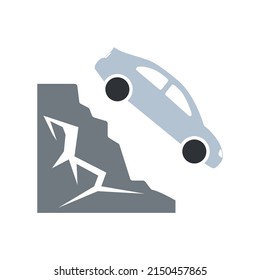 machine icon, concept of falling from the rocks, vector illustration