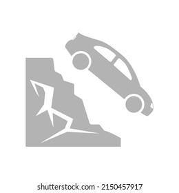 machine icon, concept of falling from the rocks, vector illustration