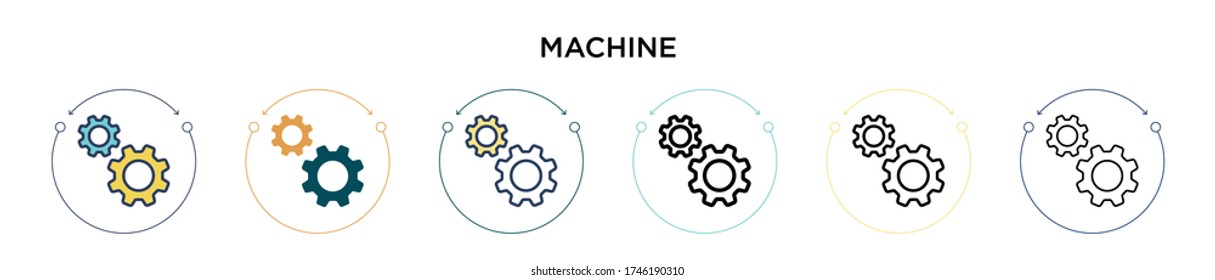 Machine icon in filled, thin line, outline and stroke style. Vector illustration of two colored and black machine vector icons designs can be used for mobile, ui, web
