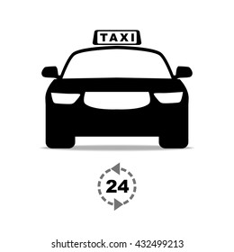 Machine icon in the front cab. taxi. 
day and night. vector