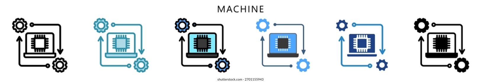 Ícone De Máquina, Multi Estilo, Plano, Linha, Glifo, Lineal, Tom Duplo. Use Para O Desenvolvimento Moderno De Conceitos, Ui, Ux Web E Aplicativos.