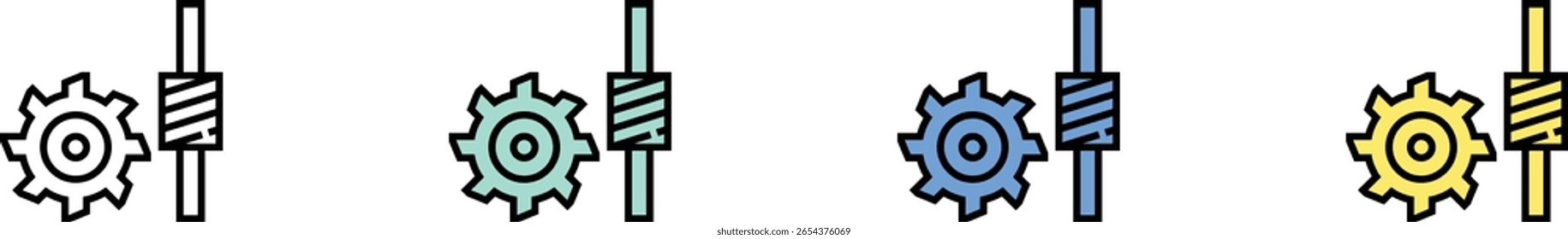 machine icon. Outline, Green, Blue and Yellow Style Design Isolated On White Background