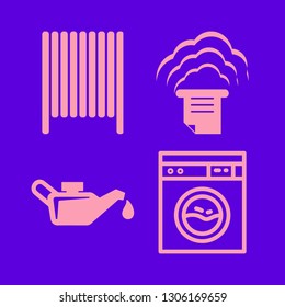 machine icon set with radiator, washing machine and machine oil vector illustration