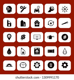 machine icon set with saw, pos terminal and watch face vector illustration