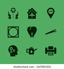 machine icon. machine vector icons set plane hangar, car oil, printer and technology progress