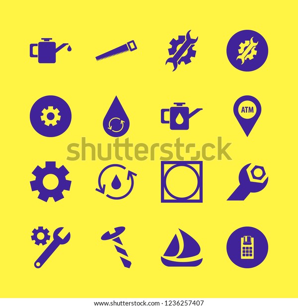 machine icon. machine vector icons set ship,\
hydraulic energy, atm location and\
screw