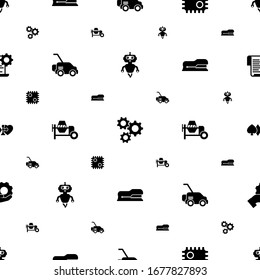 machine icons pattern seamless. Included editable filled AI Robot, cogwheel, AI Decision, Lawnmower, concrete mixer, Stapler, gambling icons. machine icons for web and mobile.