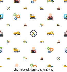 Maschinensymbole nahtlos. Einschließlich bearbeitbarer Flachkuehler, Reparatur Service, Betonmischer, Zahnrad, Tipper, Schneider, Slot Maschine Symbole. Maschinensymbole für Web und Mobile.