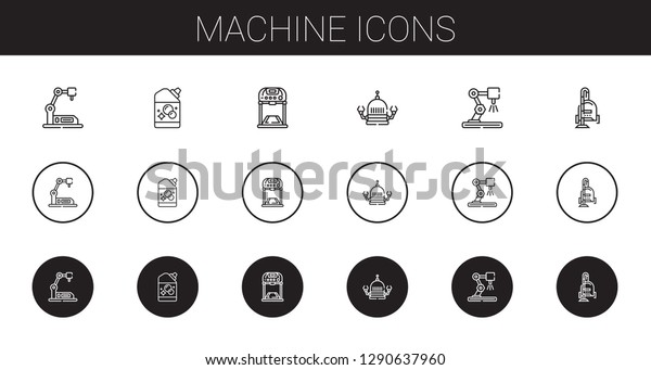 Machine Icons Set Collection Machine Industrial Stock Vector (Royalty ...