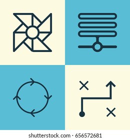 Machine Icons Set. Collection Of Information Base, Recurring Program, Laptop Ventilator And Other Elements. Also Includes Symbols Such As Information, Loop, Data.