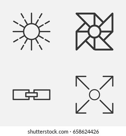 Machine Icons Set. Collection Of Related Information, Branching Program, Lightness Mode And Other Elements. Also Includes Symbols Such As Conditional, Brightness, Shine.