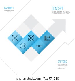 Machine Icons Set. Collection Of Related Information, Lightness Mode, Controlling Board And Other Elements. 