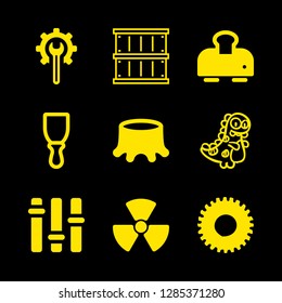 machine icons set with toaster, trowel and radiation vector set