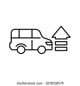 Machine improvement line icon. Car with arrow vector illustration