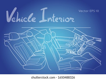Máquina dentro. Interior del vehículo. Ilustración