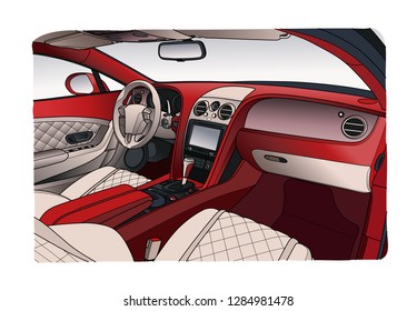 Machine inside. Interior of the vehicle. Vector