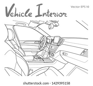 Machine inside. Interior of the vehicle. Vector