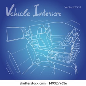 Machine Inside. Interior Of The Vehicle. Vector