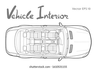 Machine inside. Interior of the vehicle. Vector