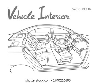 Máquina dentro. Interior del vehículo. Vector
