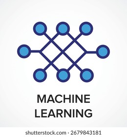 Machine Learning – AI Data Processing and Predictive Analytics Concept, Machine Learning icon, Neural Network Icon for AI and Data Science