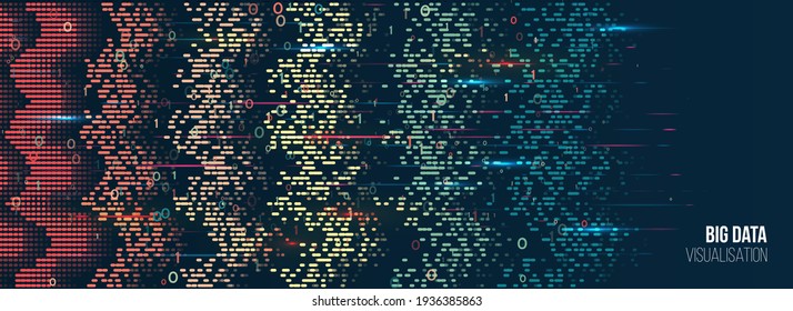 Machine learning algorithm. Waves array visual concept. Big data visualization algorithms. Сomputer technology sorting data concept.