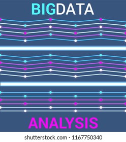 Machine learning algorithms illustration. Analysis of information. Big data vector template concept. neon vector background.