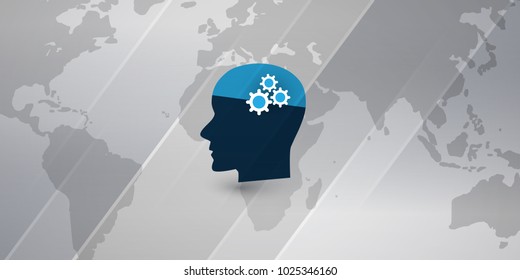 Machine Learning, Artificial Intelligence, Cloud Computing and Networks Design Concept with Robot or Human Head