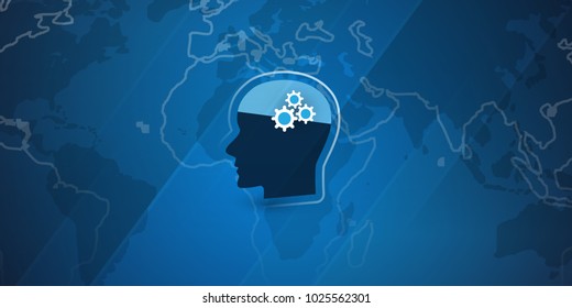 Machine Learning, Artificial Intelligence, Cloud Computing and Networks Design Concept with Robot or Human Head