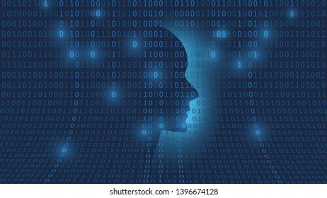 Machine Learning, Artificial Intelligence, Cloud Computing and Networks Design Concept with Network Mesh and Human Face Silhouette