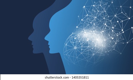 Machine Learning, Artificial Intelligence, Cloud Computing and Networks Design Concept with Geometric Network Mesh