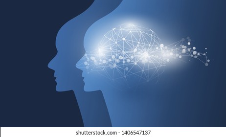 Machine Learning, Artificial Intelligence, Cloud Computing and Networks Design Concept with Geometric Network Mesh