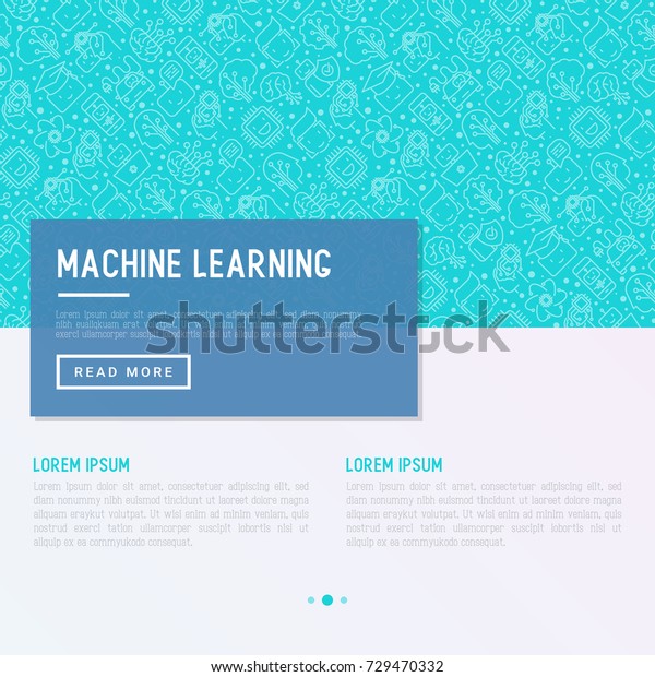Machine learning and artificial intelligence
concept with thin line icons. Vector illustration for banner, web
page, print media.