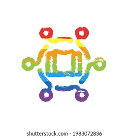 Machine learning, artificial intelligence, modern technology, smart analysis. Drawing sign with LGBT style, seven colors of rainbow (red, orange, yellow, green, blue, indigo, violet