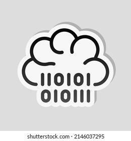 Machine learning, artificial intelligence, modern technology, smart analysis. Linear sticker, white border and simple shadow on gray background