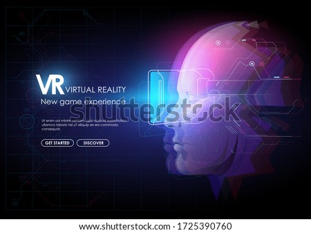 Machine learning. Artificial intelligence in virtual reality. AI and VR Software Development concept illustration. 商業照片 © 