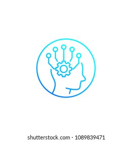 Machine learning, artificial neural network and AI linear icon