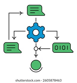 Machine Learning Automation Text Diagram Vector Icon design