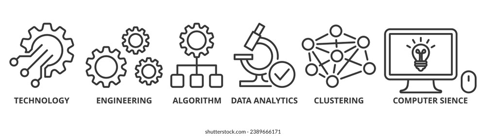 Machine learning banner web icon vector illustration concept with icon of technology, engineering, algorithm, data analytics, clustering and computer science