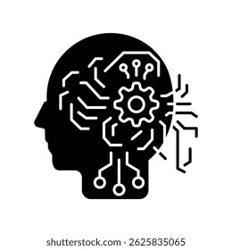 Machine Learning black flat icon for digital and print projects.  Minimal clean icons for apps and websites. Modern simple icons for UI UX and branding