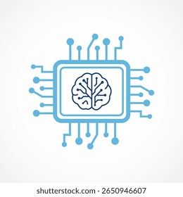 Machine Learning Chip Icon – Smart AI Processor Concept icon, Vector Illustration