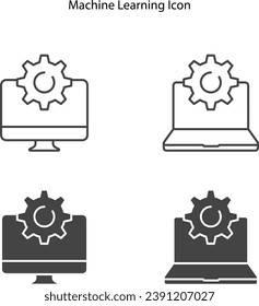 Machine learning with computer icon, Ai, Data mining, algorithm, algorithm, neural network, deep learning and autonomous. minimal vector infographic concept.