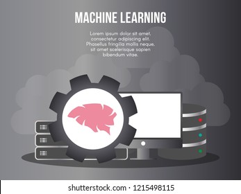 Machine learning concept. Ready to use vector. Suitable for background, wallpaper, landing page, web, banner and other creative work.