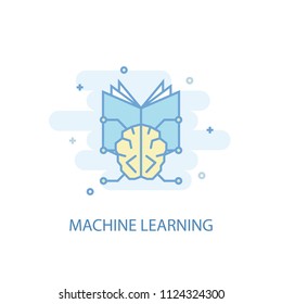 Machine learning concept trendy icon. Simple line, colored illustration. Machine learning concept symbol flat design from Artificial Intelligence  set. Can be used for UI/UX