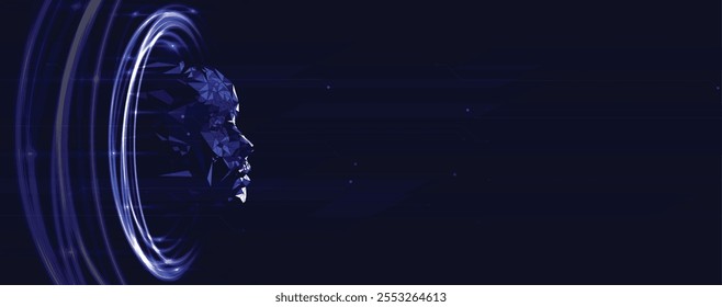 Machine learning in concept of world metaverse big data or cyber security technology background. Vector handmade art